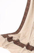 Fine Paper Mashi Work Broad Border Pashmina Shawl