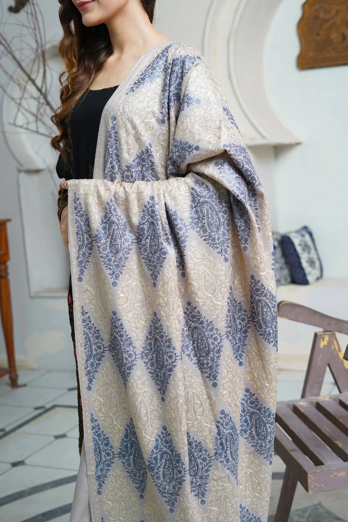Kalam Ari Full Jaal Ring Pashmina Shawl