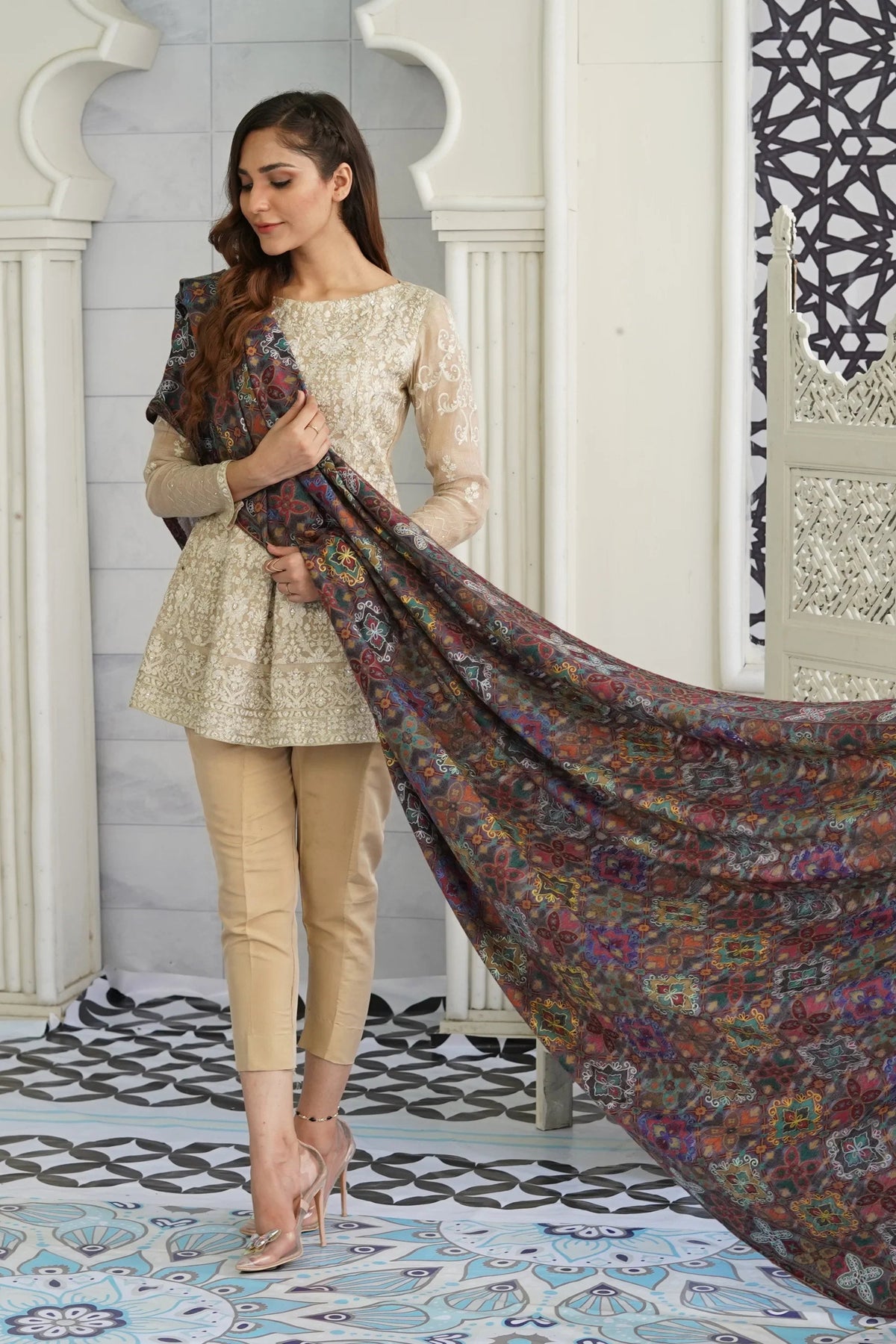 Kani Kalamkaar Full Jaal Embroidery Shawl