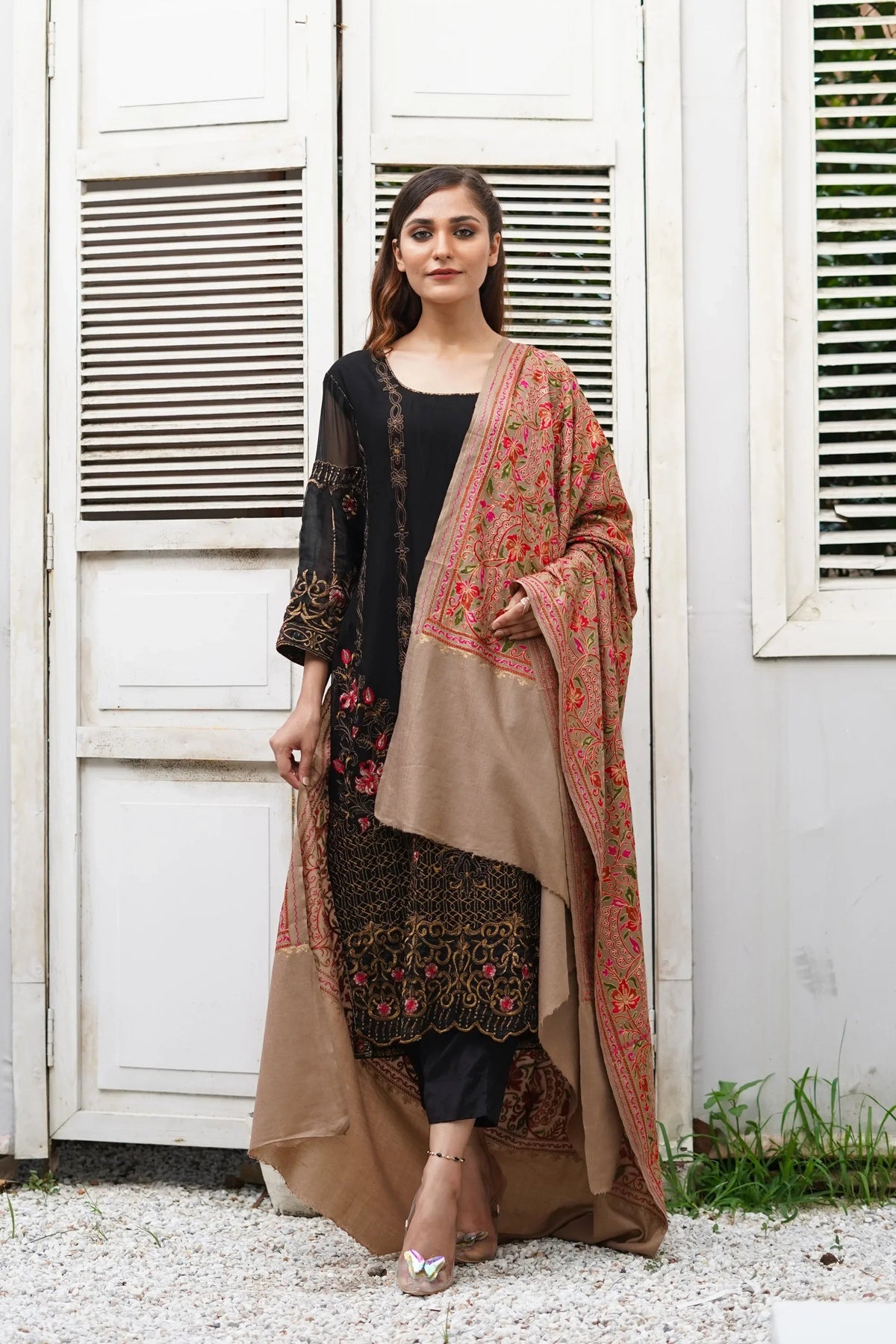 Kalam Ari Tilla Fancy Jaal Premium Ring Pashmina Shawl