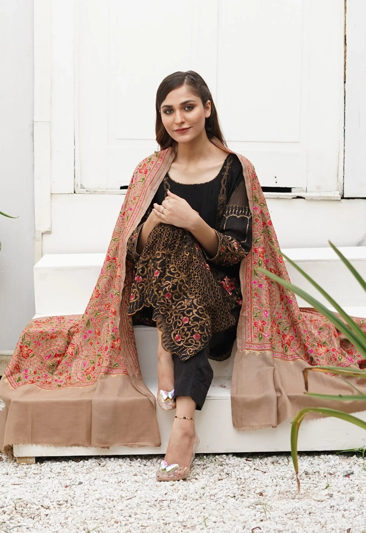 Kalam Ari Tilla Fancy Jaal Premium Ring Pashmina Shawl