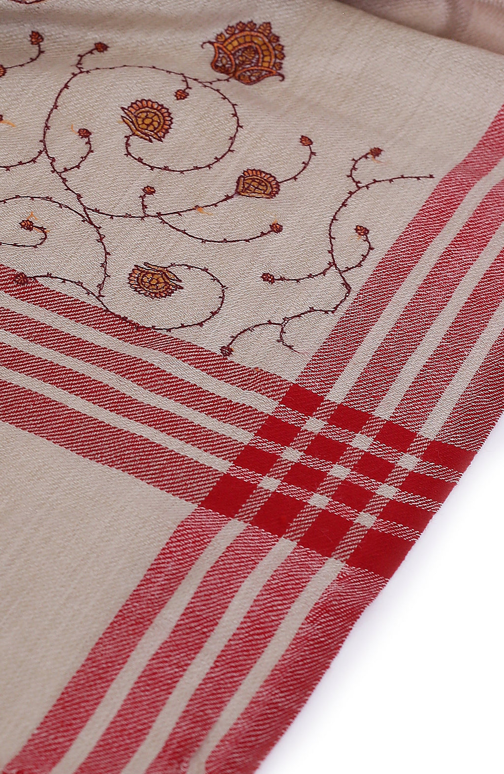 Red Pattern Computer Embroidery Palla Pashmina Shawl
