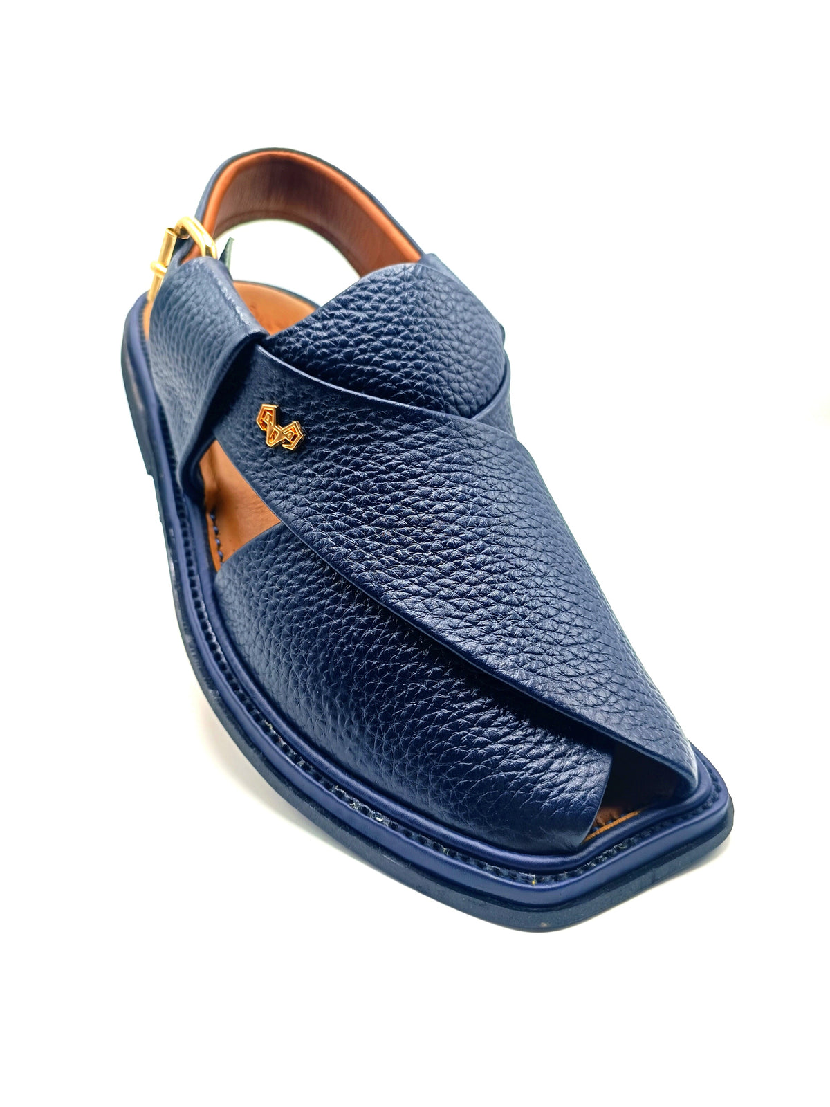 Luxury Traditional Dark Blue Granular Peshawari Chappal
