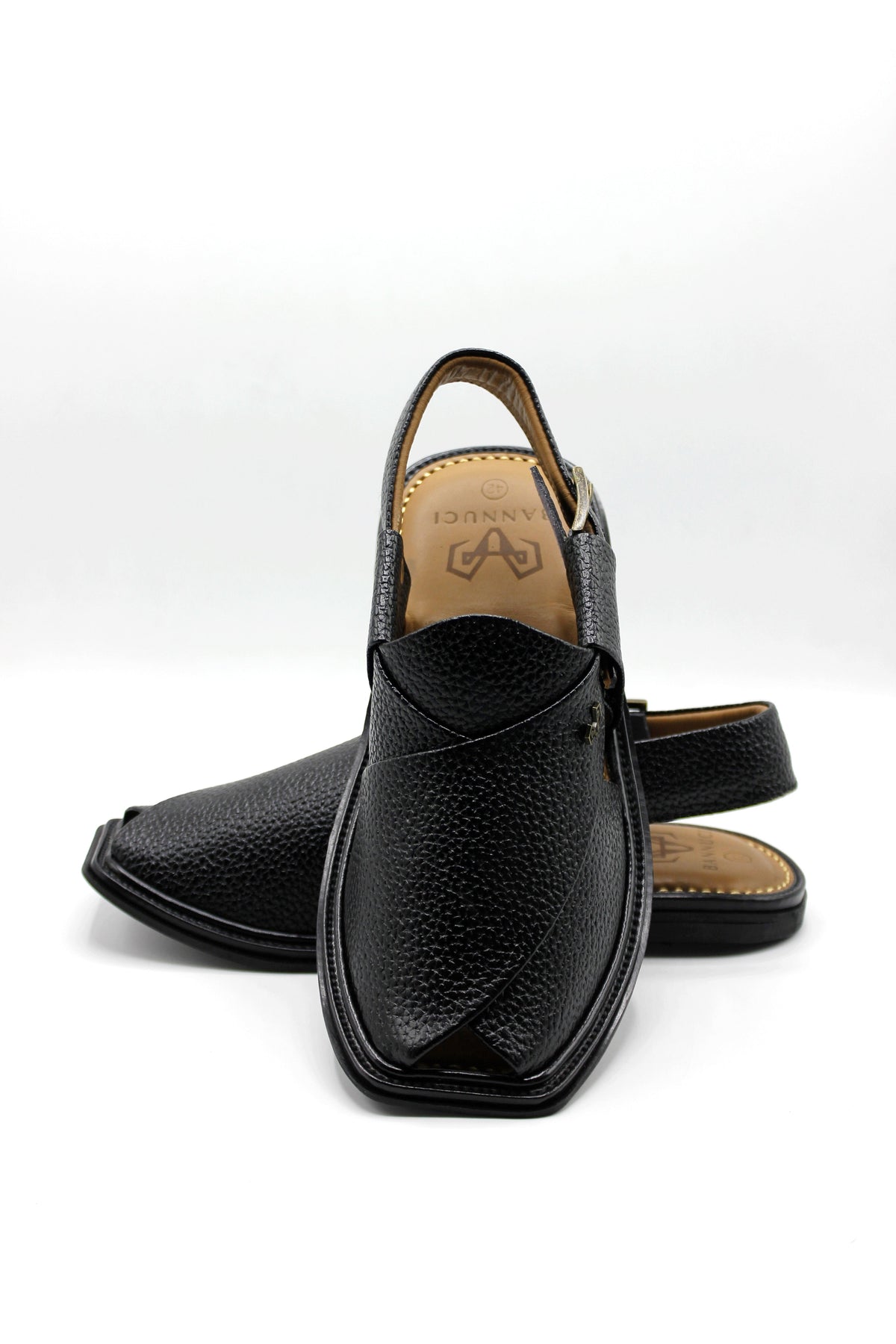 Luxury Traditional Black Granular  Peshawari Chappal