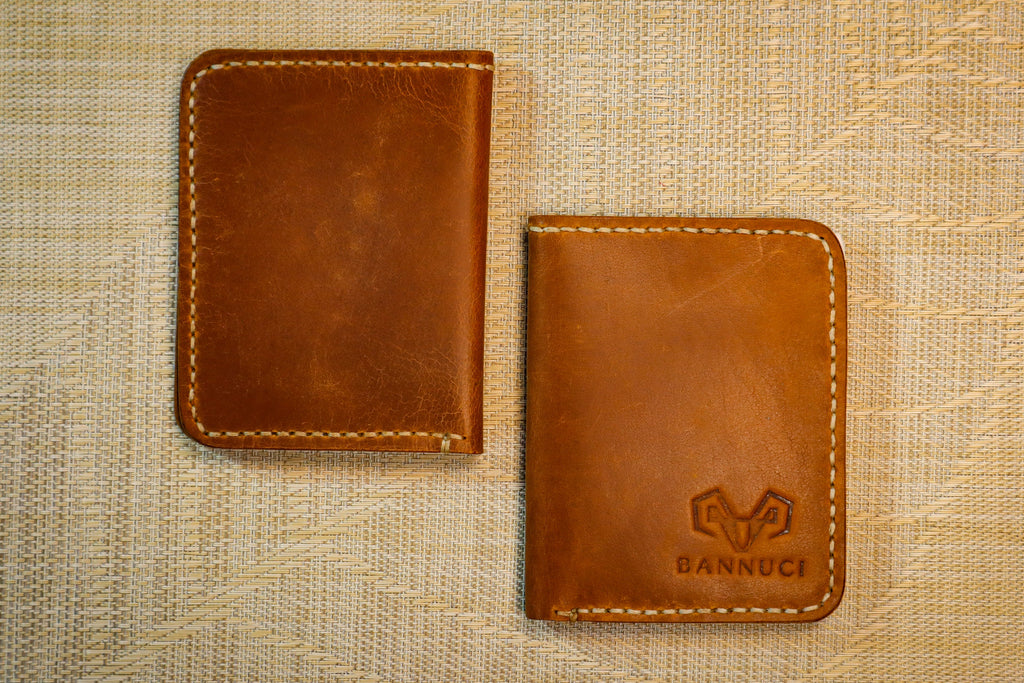 Premium Quality Tan Brown Vertical Leather Card Holder by Bannuci