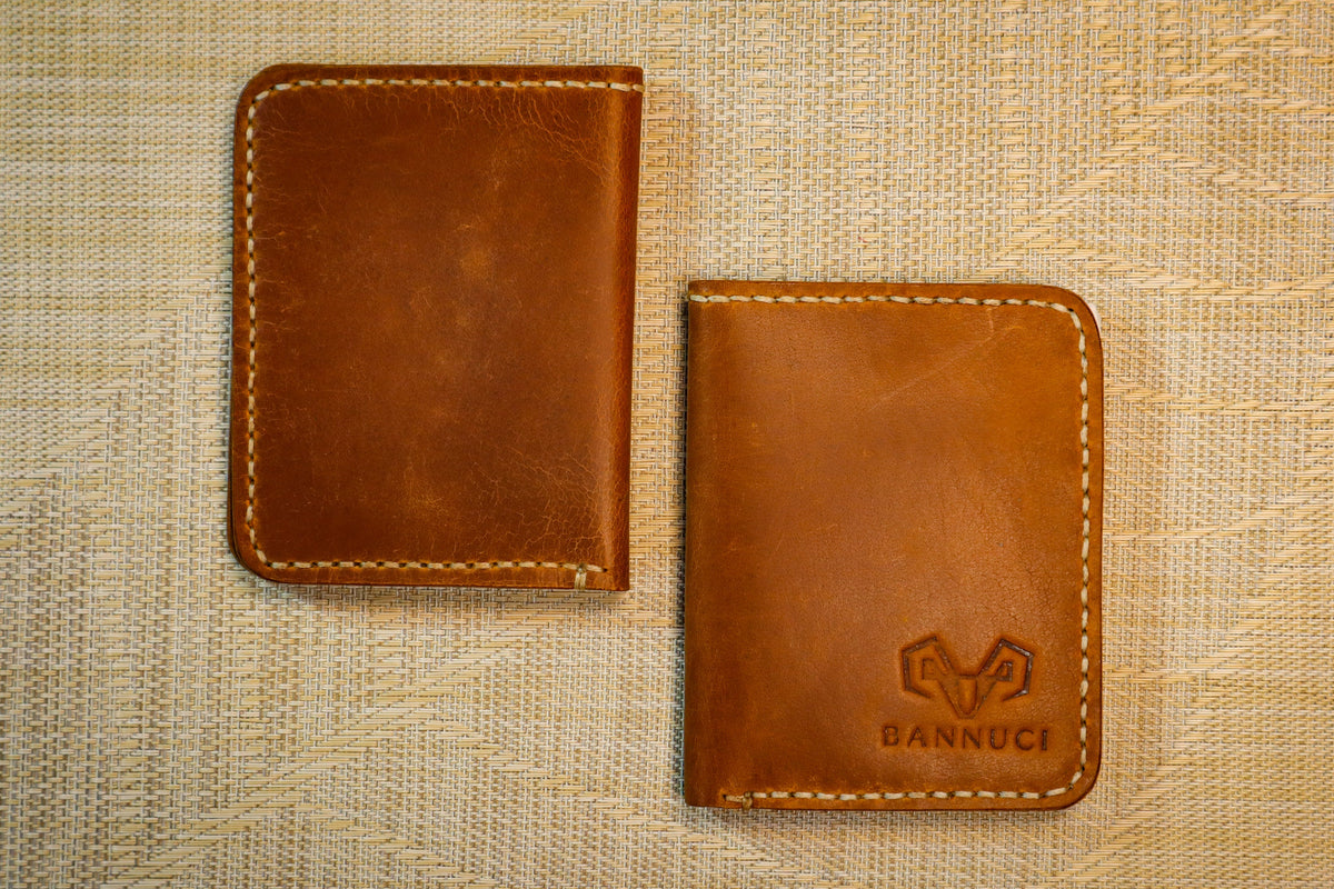 Premium Quality Tan Brown Vertical Leather Card Holder by Bannuci