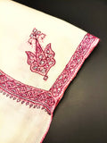 Hand Embroidered Extremely Soft Original Toosh Shawl With Border And 4 Kunj Motifs