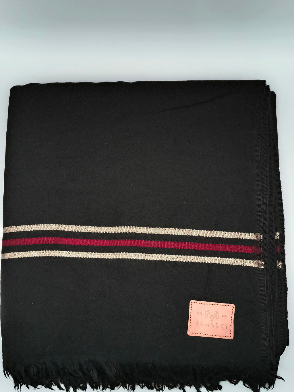 Premium Quality Multi Color Striped Double Fiber 72 Black Woolen Shawl 2
