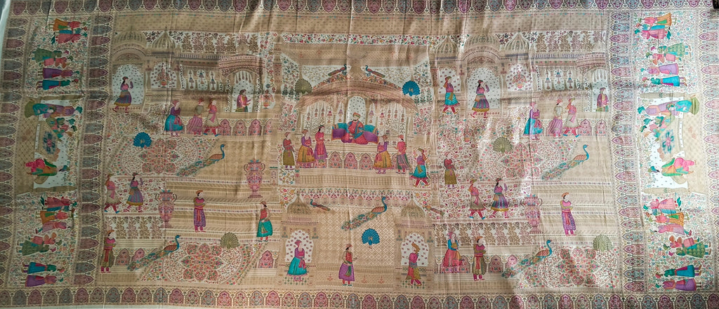 Premium Quality Off White Mix Multi Color kani Silk   Shawl