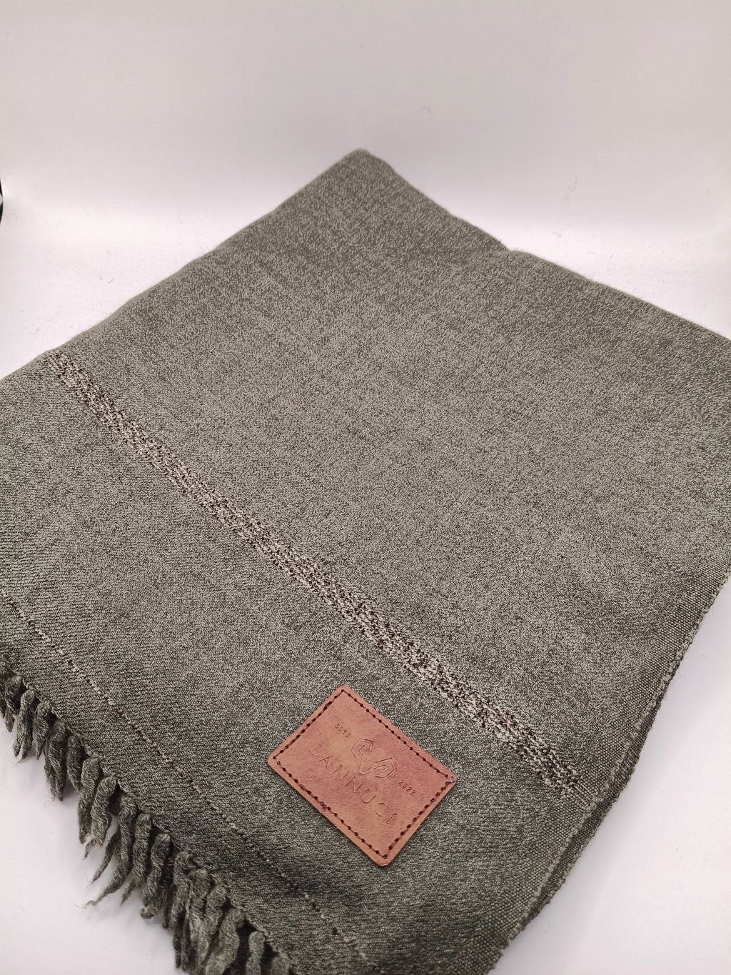 Supreme Quality Gray Pure Angora Rabbit Striped Woolen Shawl