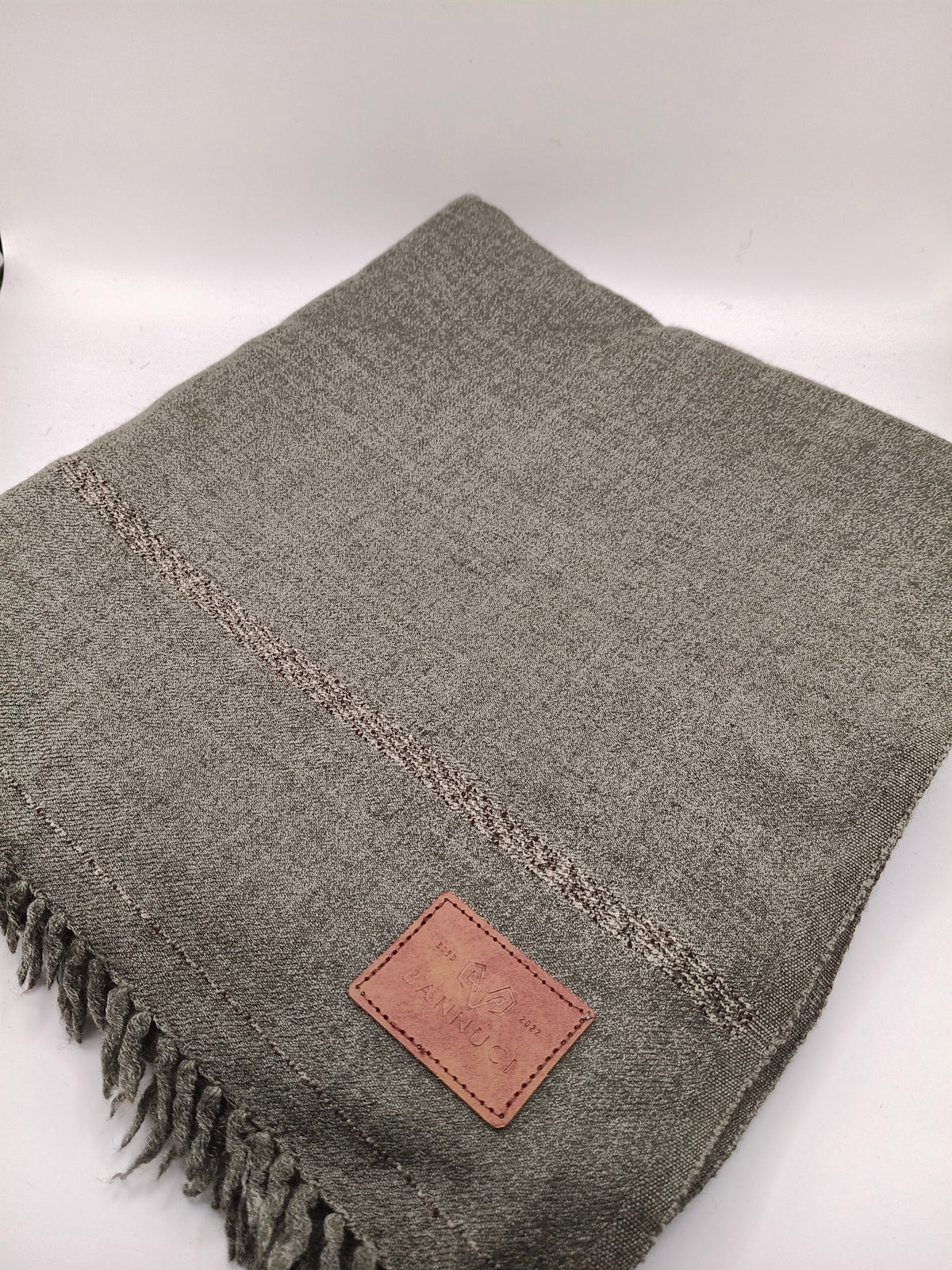 Supreme Quality Gray Pure Angora Rabbit Striped Woolen Shawl