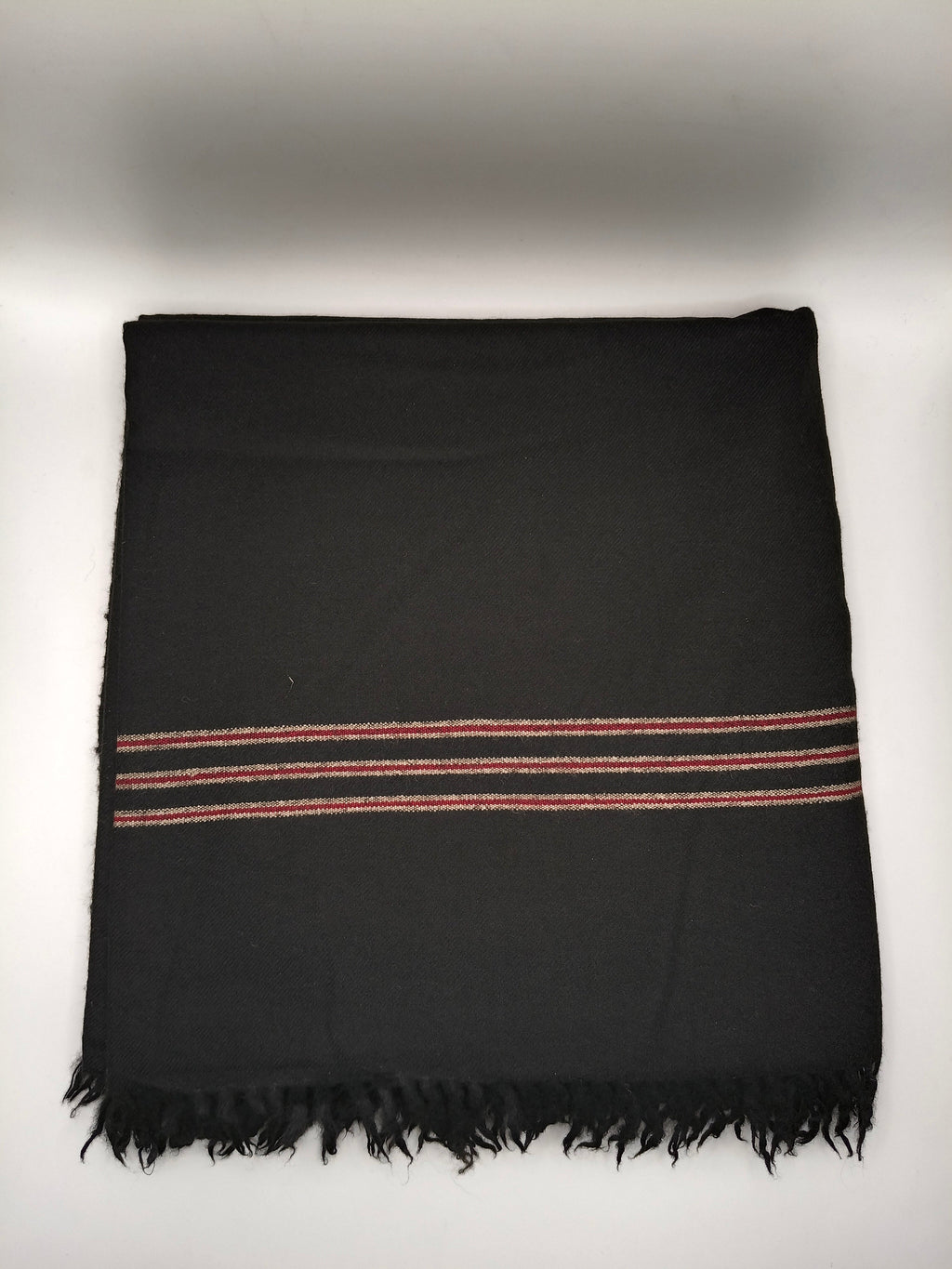 Premium Quality Multi Color Striped Double Fiber 72 Black Woolen Shawl