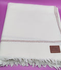 Premium Quality Dotted Striped Double Fiber White Woolen Shawl