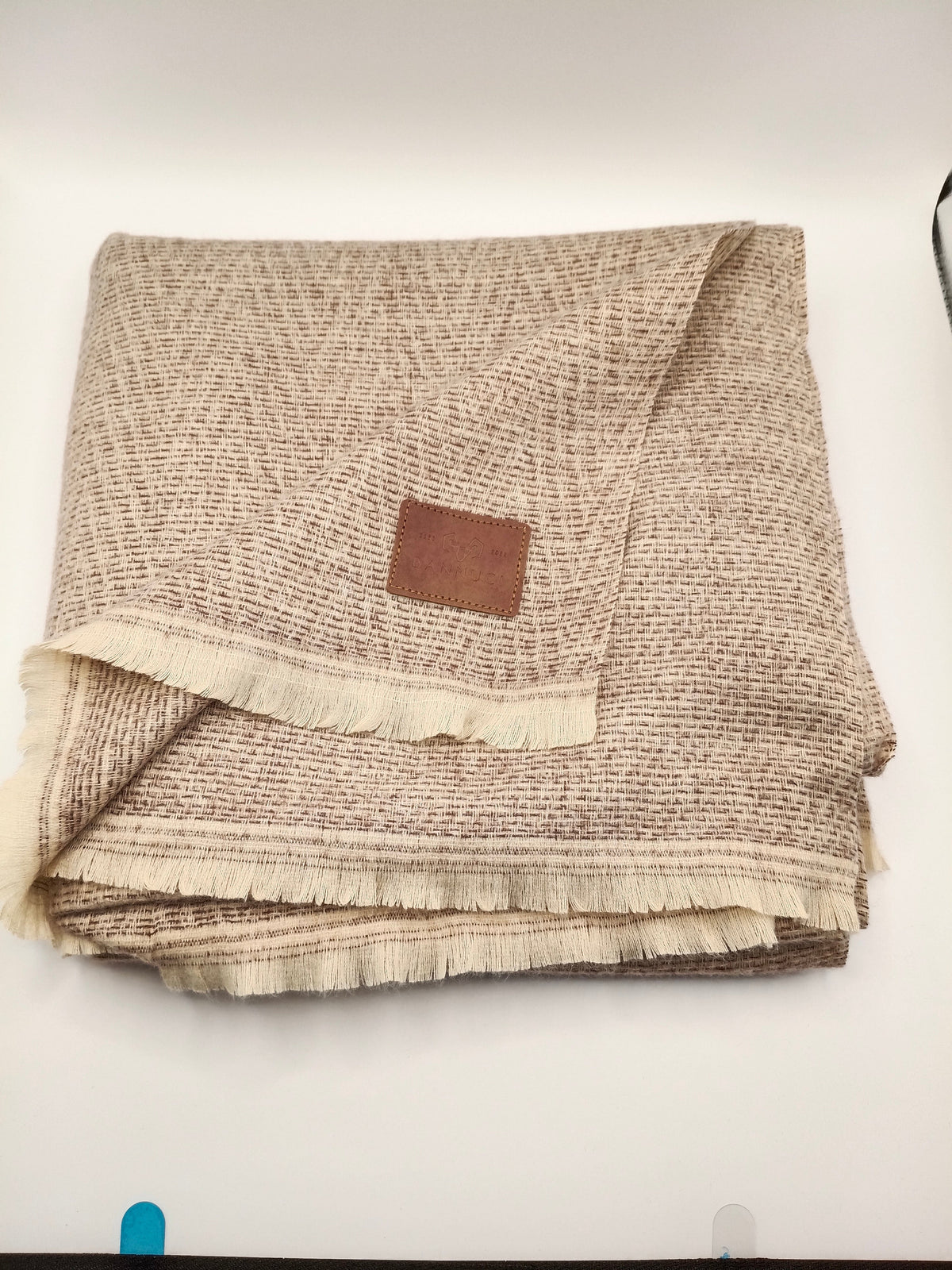 Premium Quality Cream Checked pure woolen Shawl