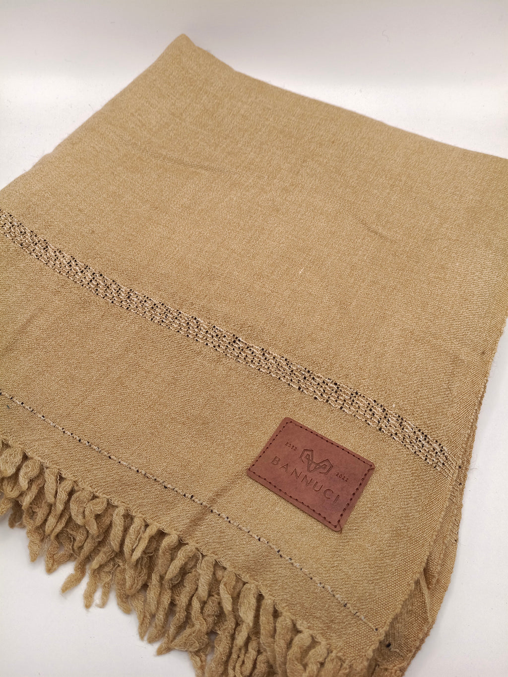 Supreme Quality Brown Pure Angora Rabbit Striped Woolen Shawl