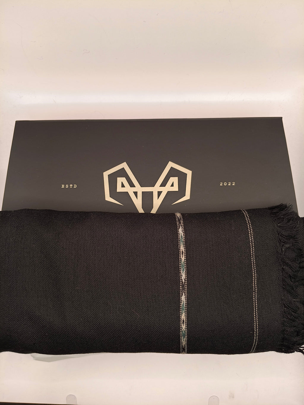 Premium Quality Striped Light Weight Black Woolen Shawls