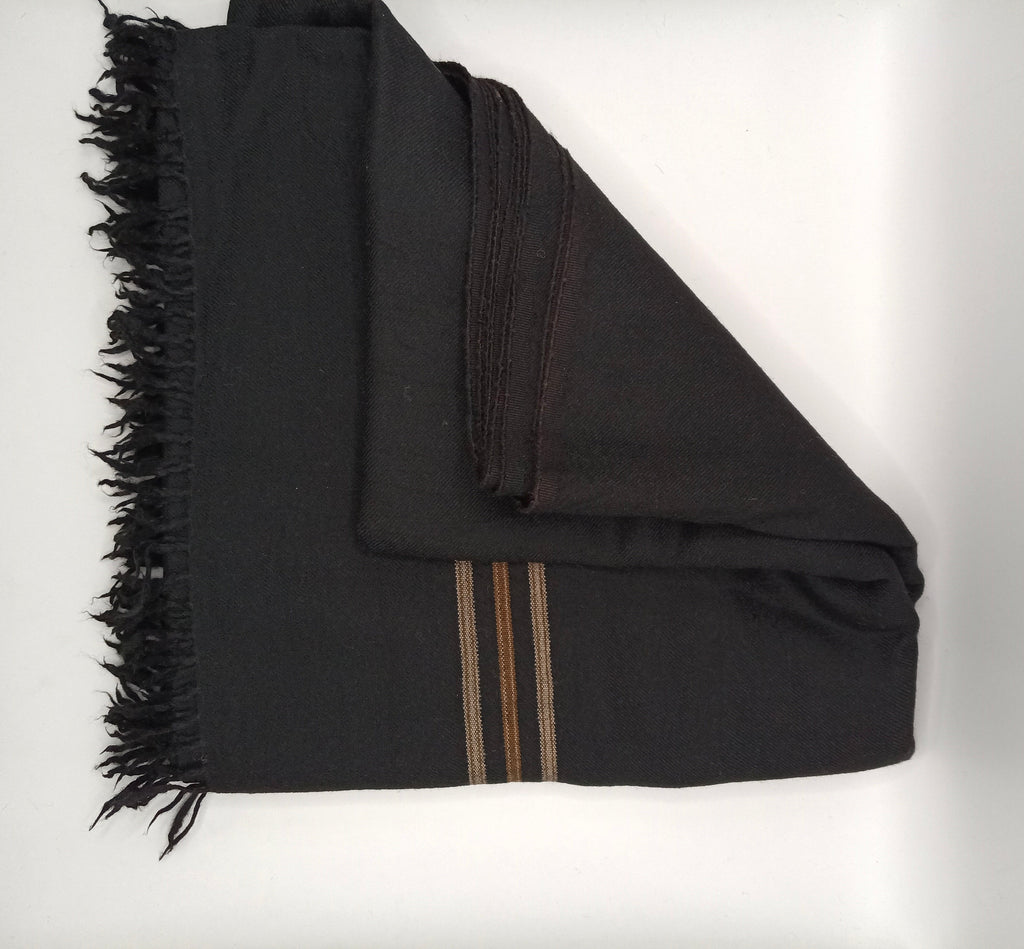 Premium Quality Multi Color Striped Double Fiber 72 Black Woolen Shawl