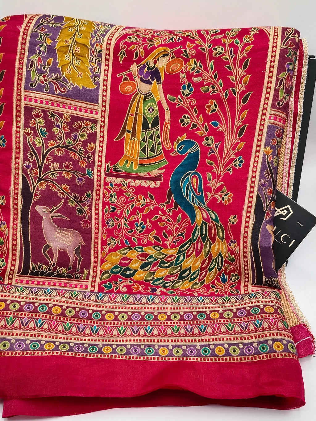 Premium Quality  Multi Mix Maroon Color kani Silk   Shawl