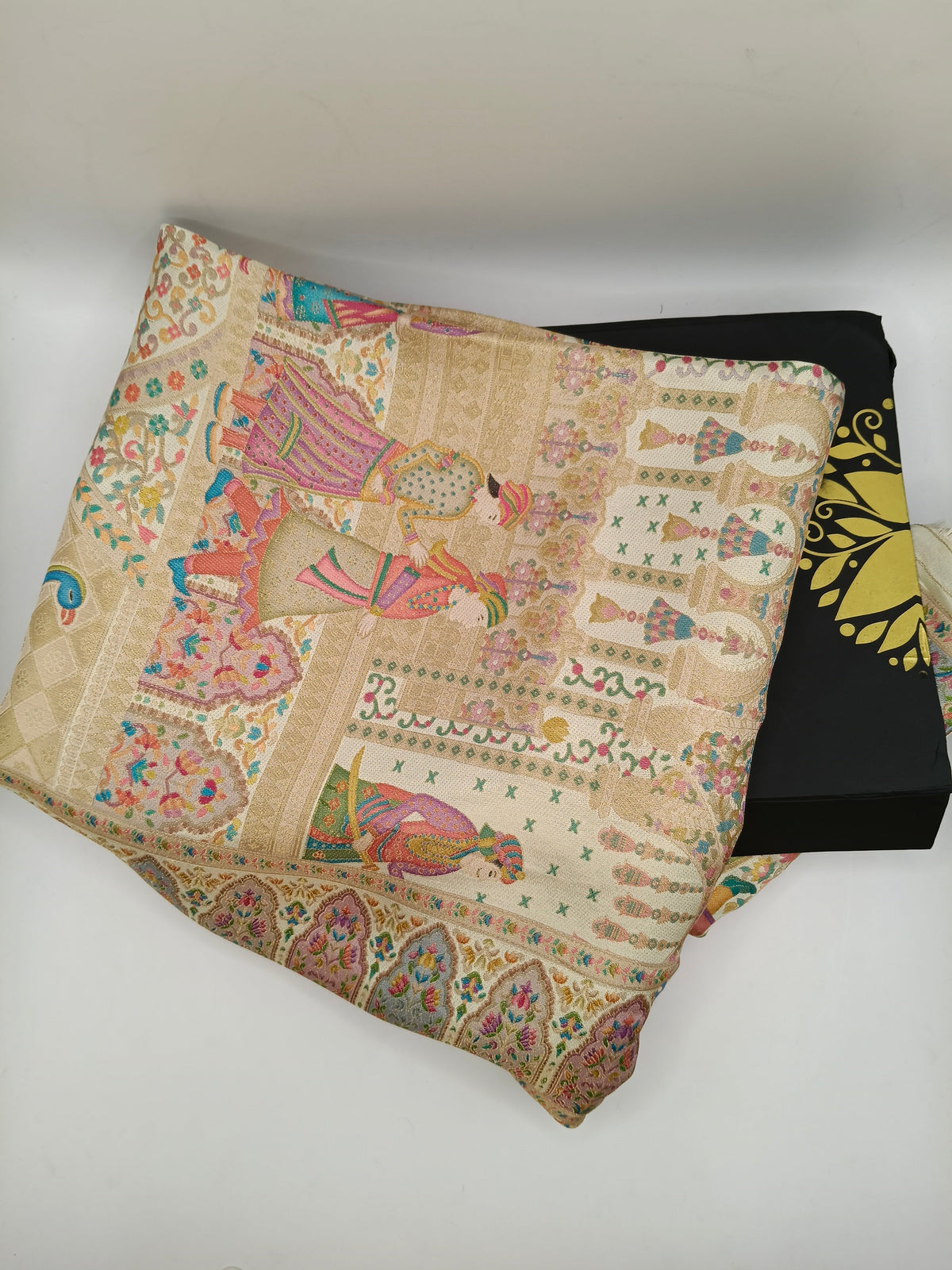 Premium Quality Off White Mix Multi Color kani Silk   Shawl