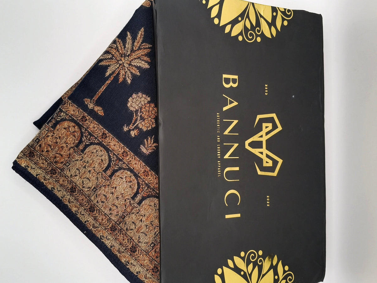 Premium Quality Dark Blue Kani Pashmina Cashmere Shawl
