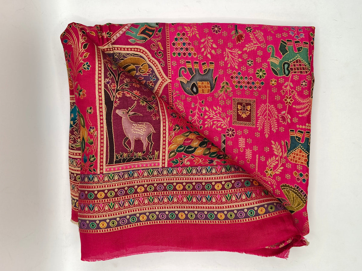 Premium Quality  Multi Mix Maroon Color kani Silk   Shawl