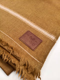 Premium Quality Stripped Double Fiber 72  Camel Color Woolen Shawl