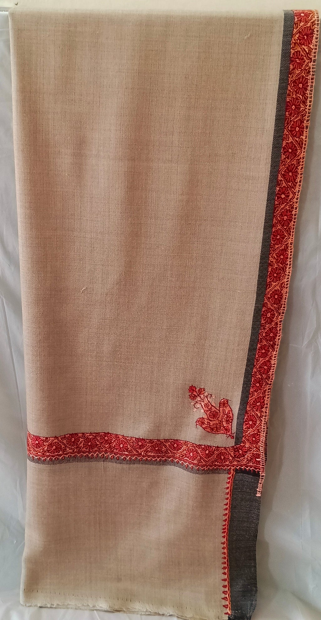 Hand Embroidered Original Toosh Shawl With Border