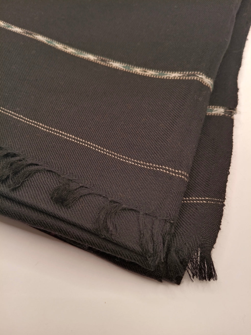 Premium Quality Striped Light Weight Black Woolen Shawls
