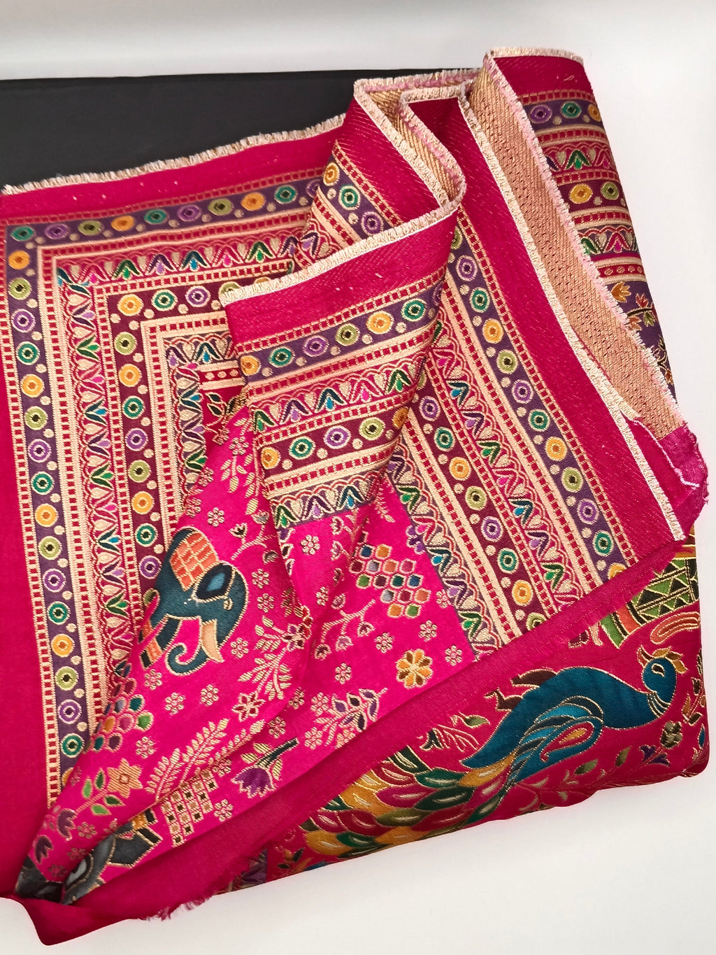 Premium Quality  Multi Mix Maroon Color kani Silk   Shawl
