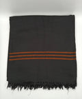 Premium Quality Triple Striped Double Fiber 72 Black Woolen Shawl