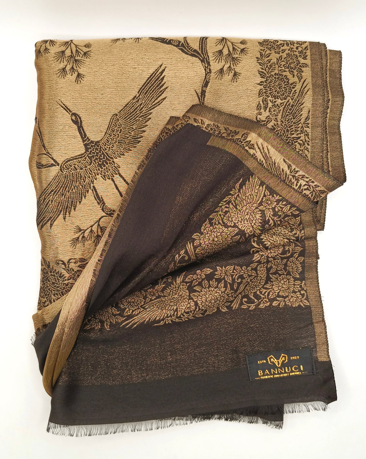 Premium Quality Black And Golden Reversible Moonlight Metallic Weave Shawl