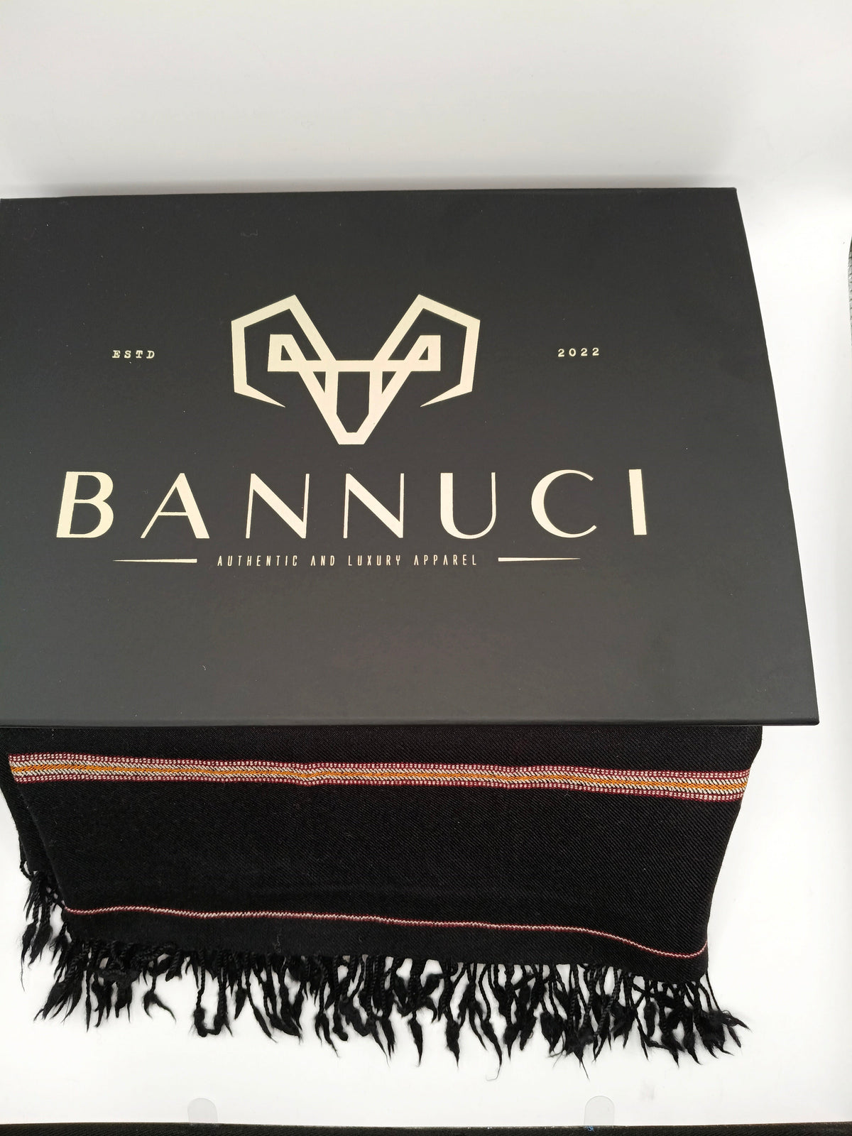 Premium Quality Striped Double Fiber 72 Black Woolen Shawl