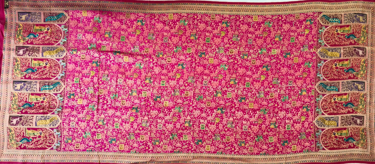 Premium Quality  Multi Mix Maroon Color kani Silk   Shawl