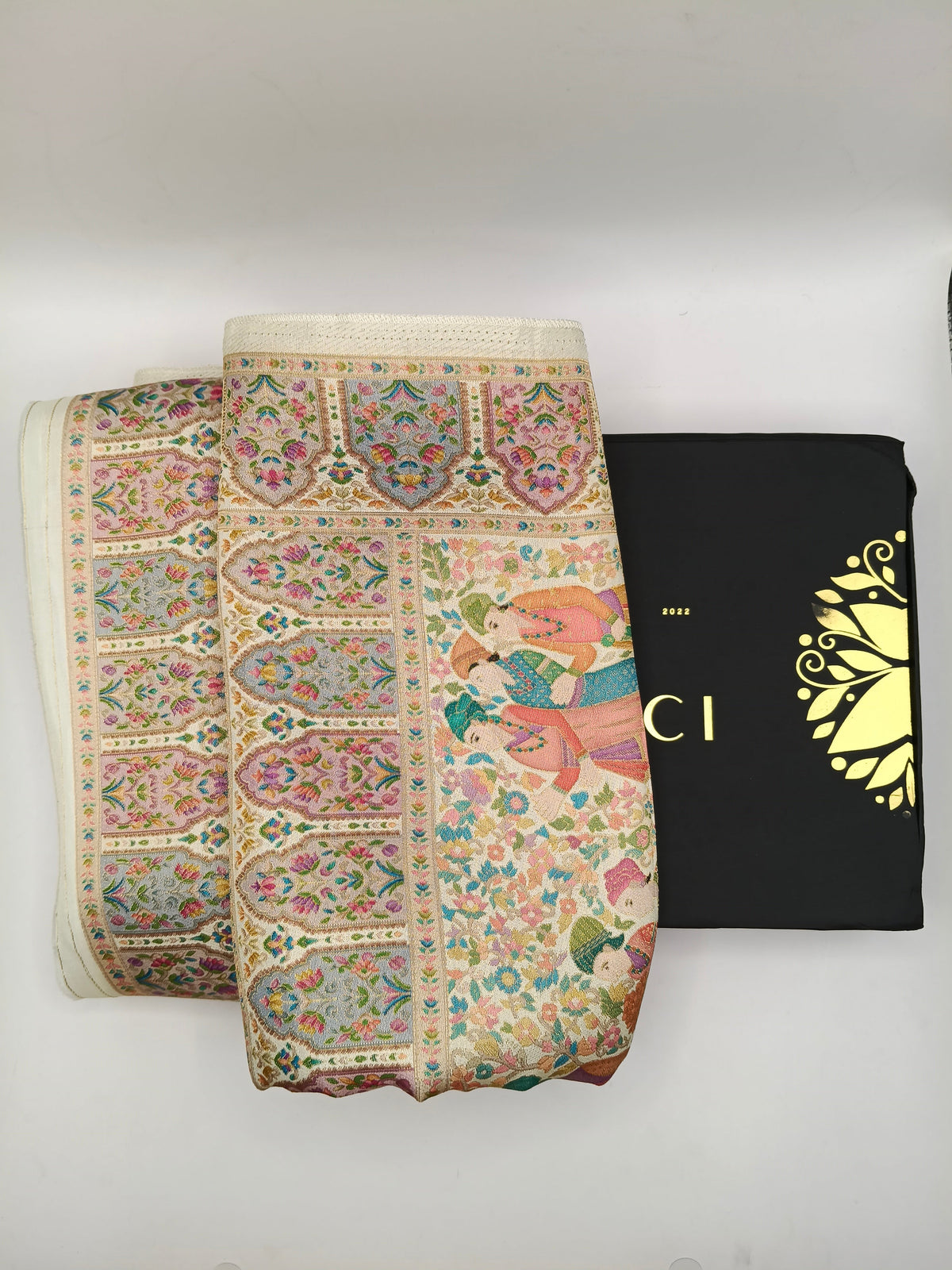 Premium Quality Off White Mix Multi Color kani Silk   Shawl