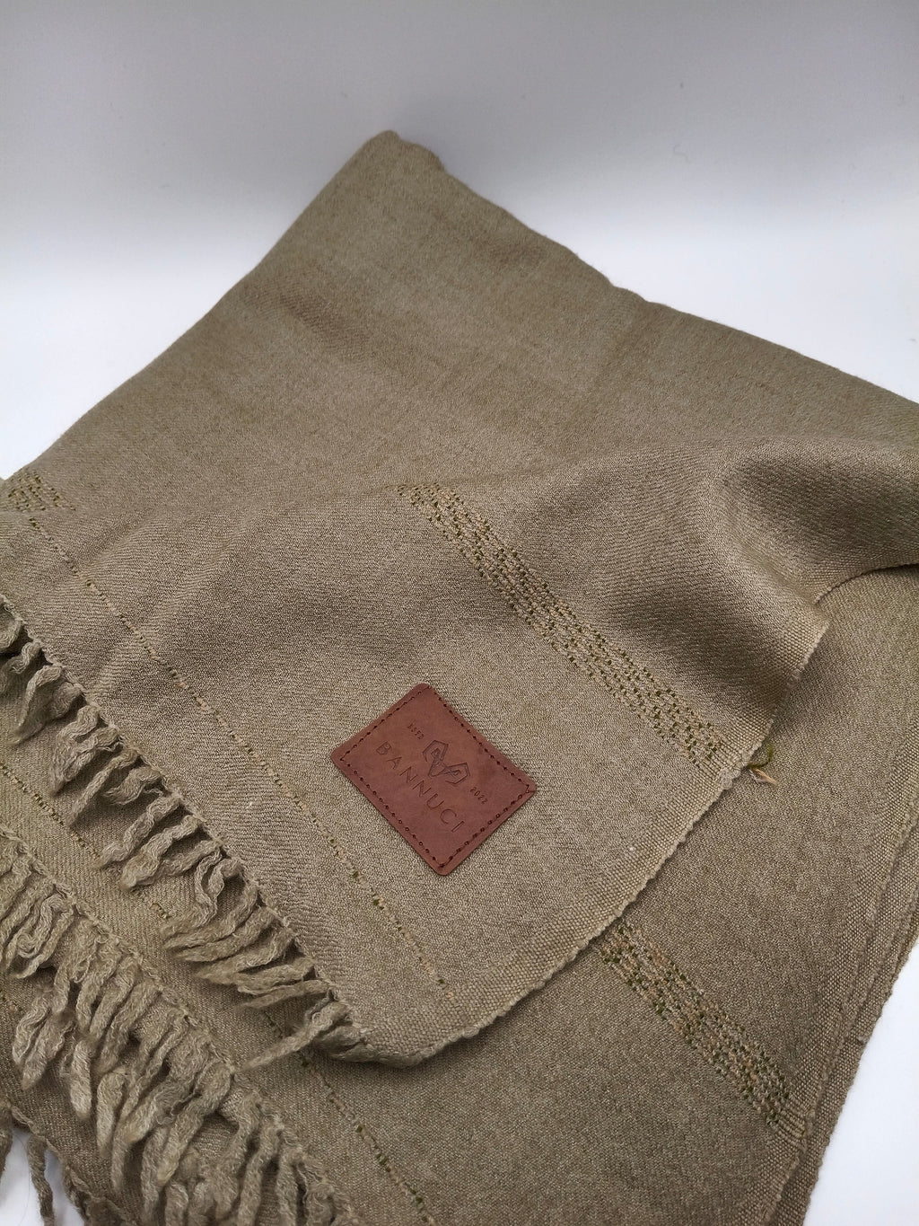 Supreme Quality Gray Brown Pure Angora Rabbit Striped Woolen Shawl