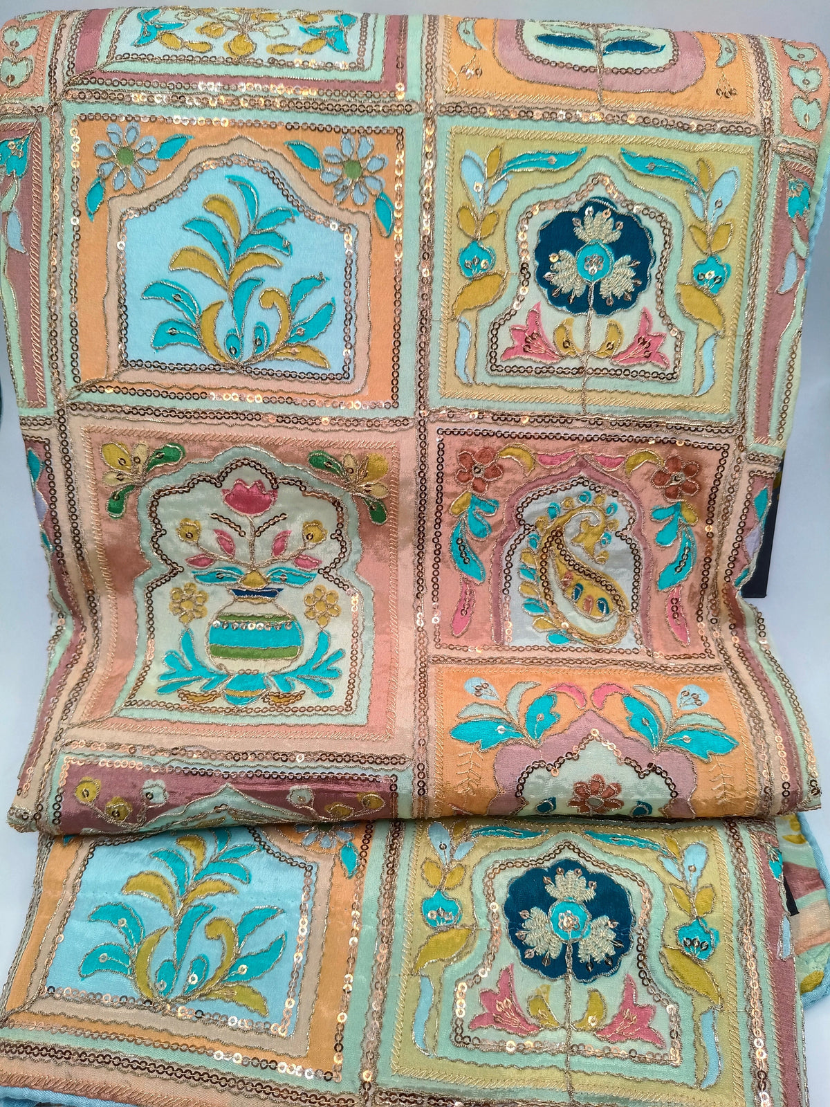 Maheshwari Silk With Hand Embroidery Multi Color Shawl