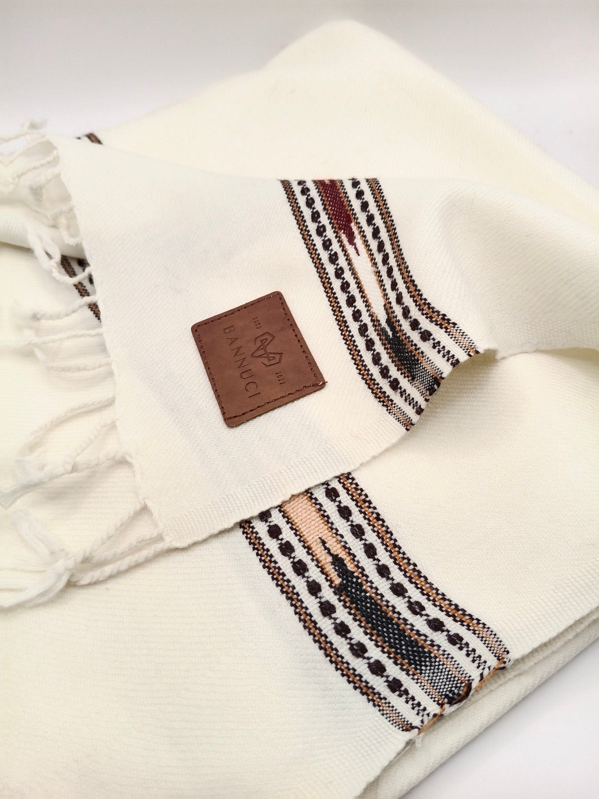 Supreme Quality Off White Pure Angora Rabbit Striped Woolen Shawl 2