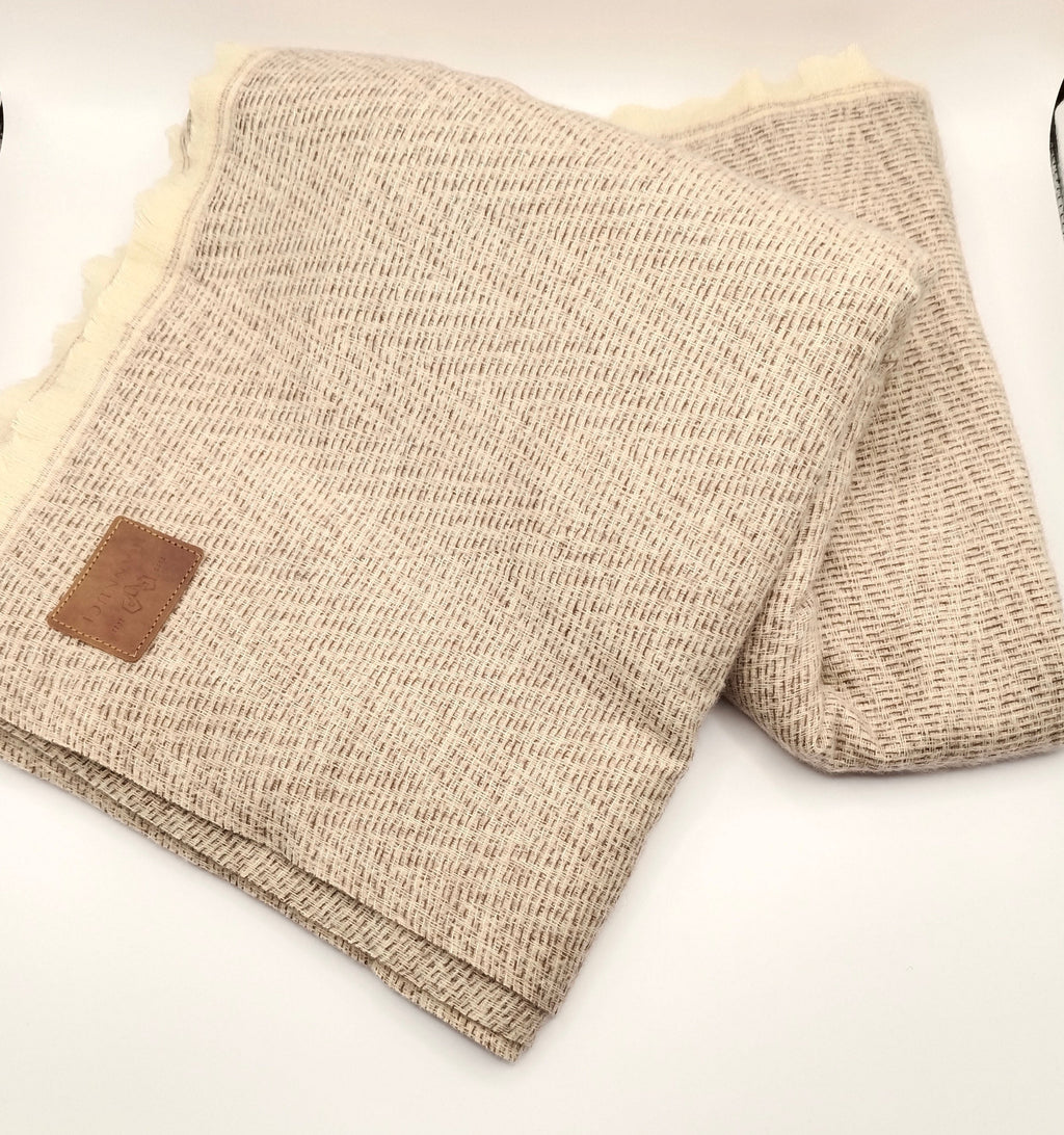 Premium Quality Cream Checked pure woolen Shawl