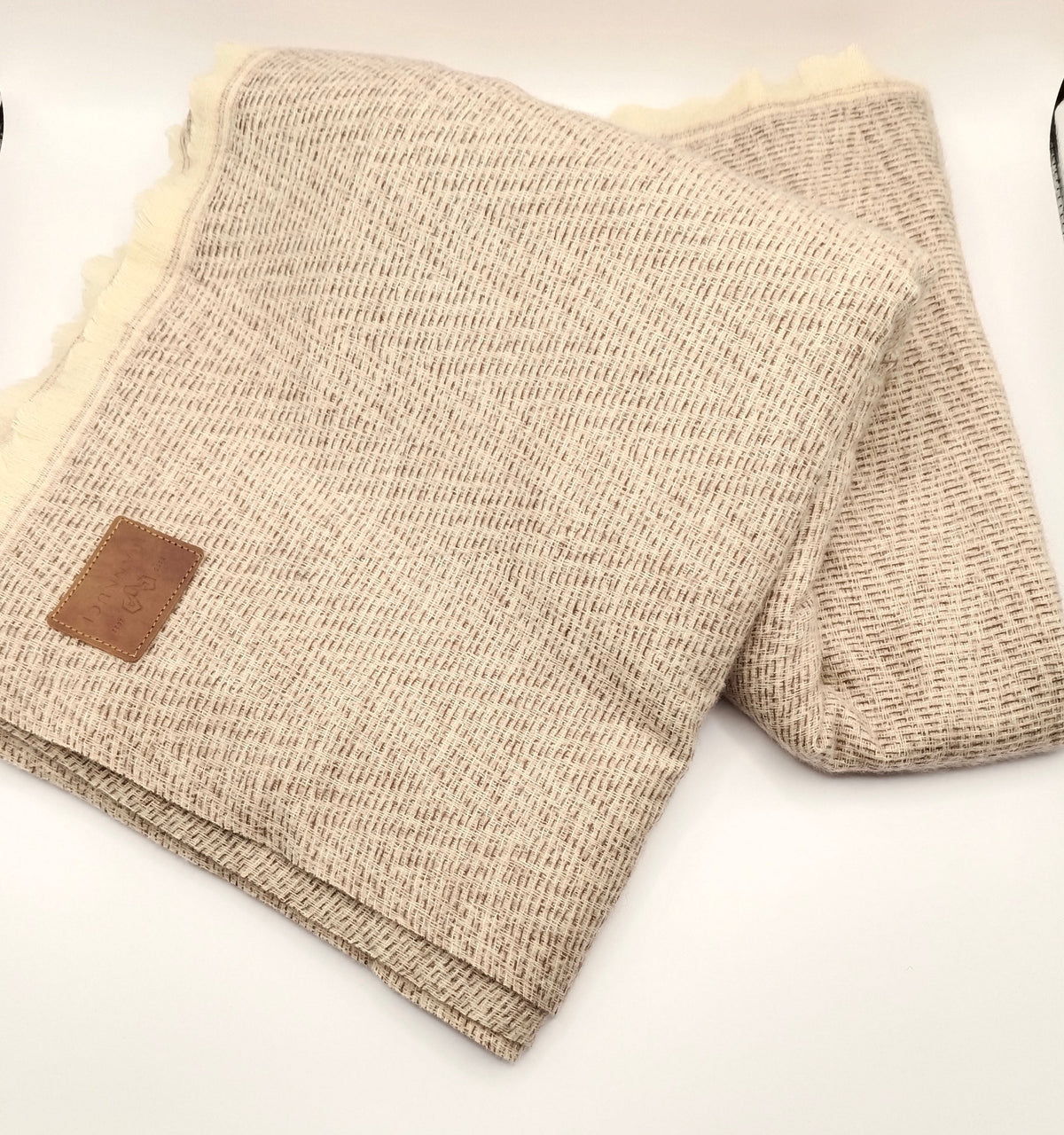 Premium Quality Cream Checked pure woolen Shawl
