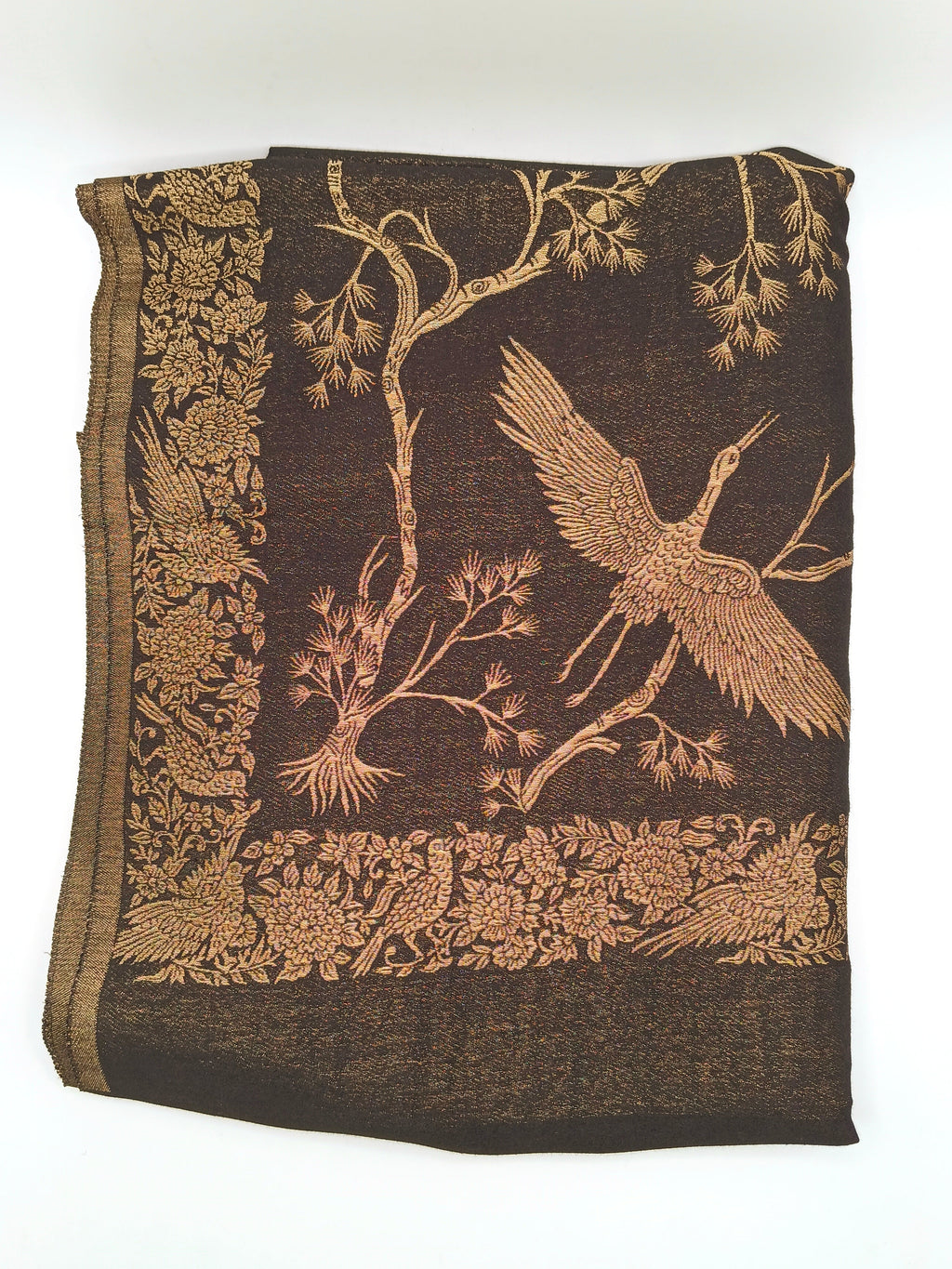 Premium Quality Black And Golden Reversible Moonlight Metallic Weave Shawl