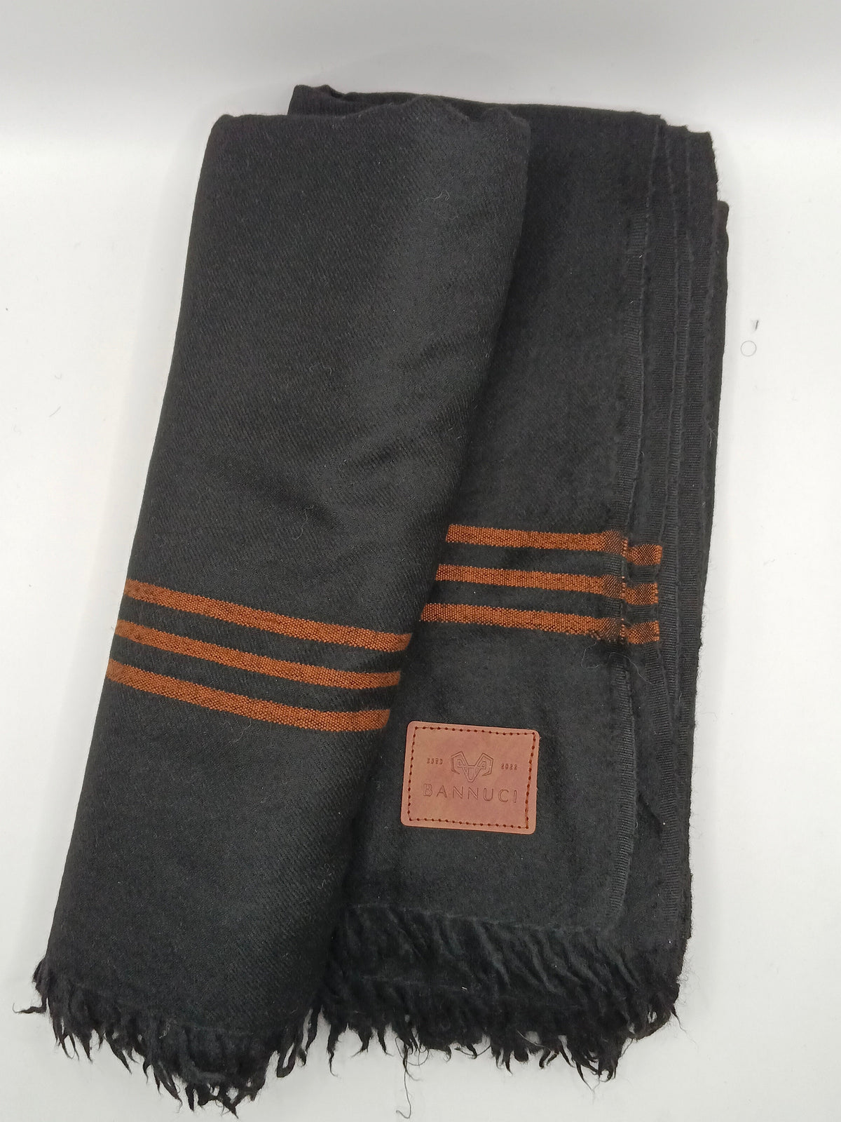 Premium Quality Triple Striped Double Fiber 72 Black Woolen Shawl