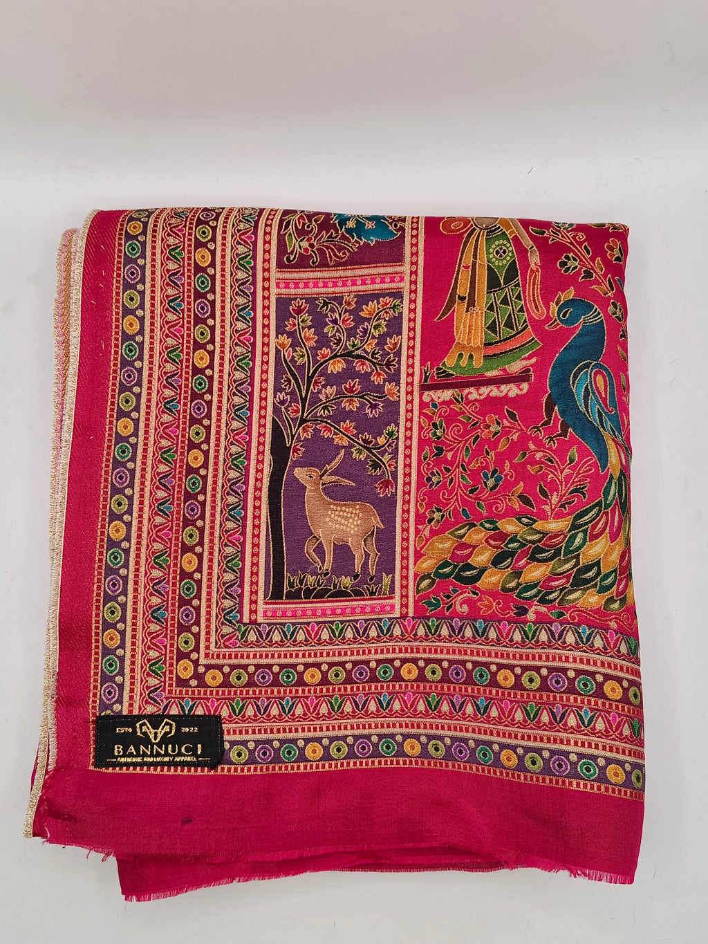 Premium Quality  Multi Mix Maroon Color kani Silk   Shawl