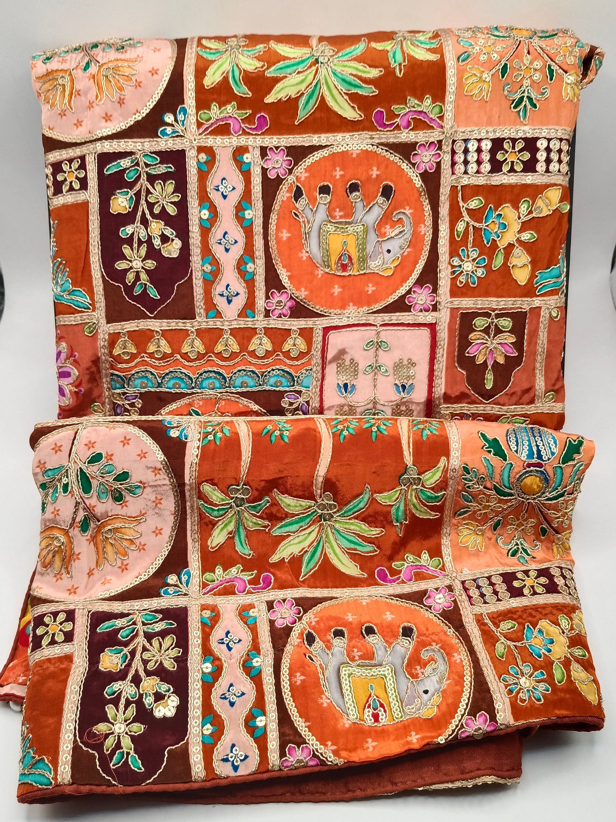 Maheshwari Silk With Hand Embroidery Multi Color Shawl