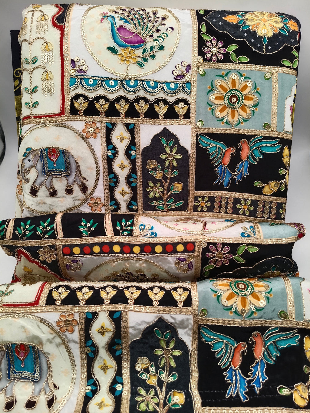 Maheshwari Silk With Hand Embroidery Multi Color Shawl