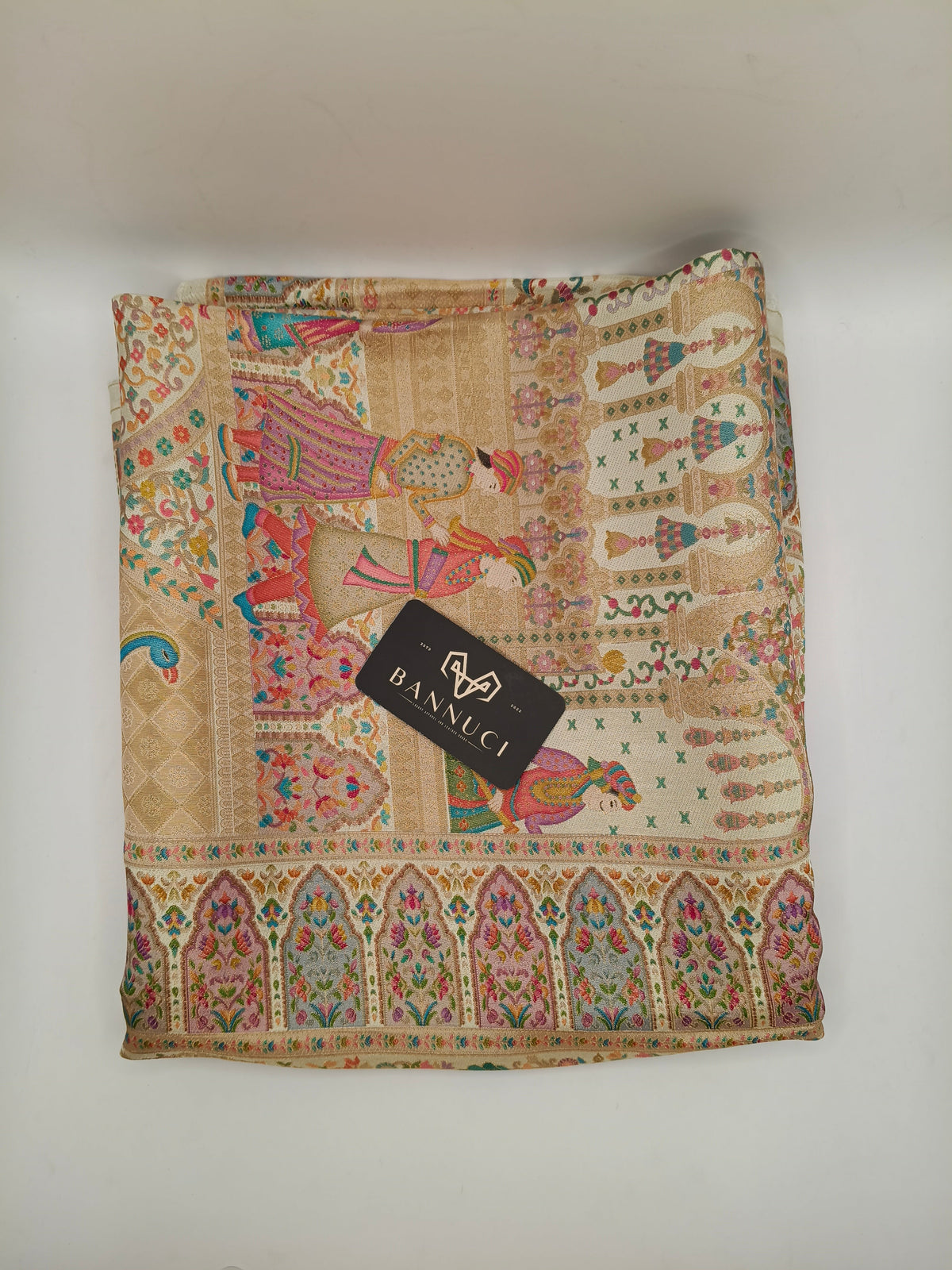 Premium Quality Off White Mix Multi Color kani Silk   Shawl
