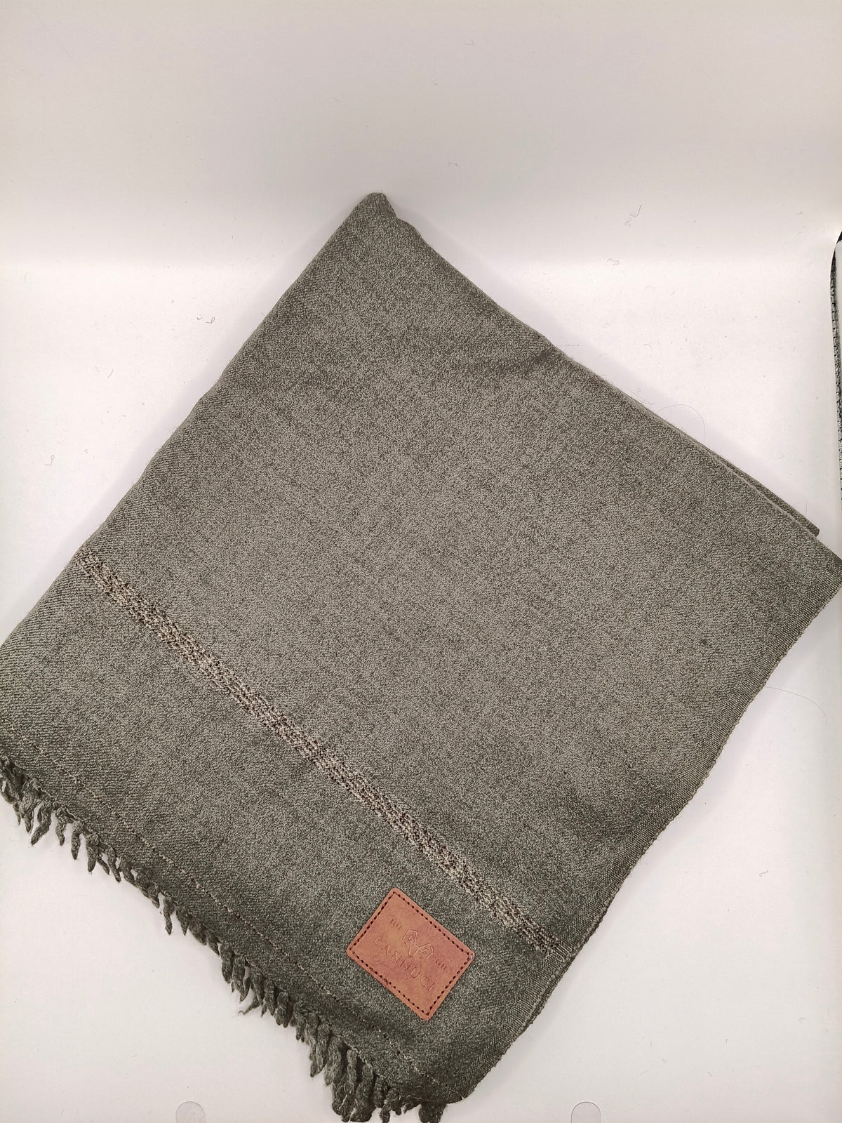 Supreme Quality Gray Pure Angora Rabbit Striped Woolen Shawl