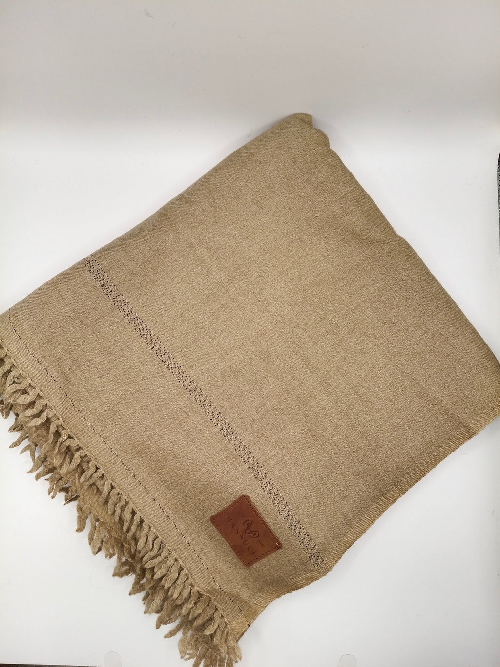 Supreme Quality Brown Pure Angora Rabbit Striped Woolen Shawl 2