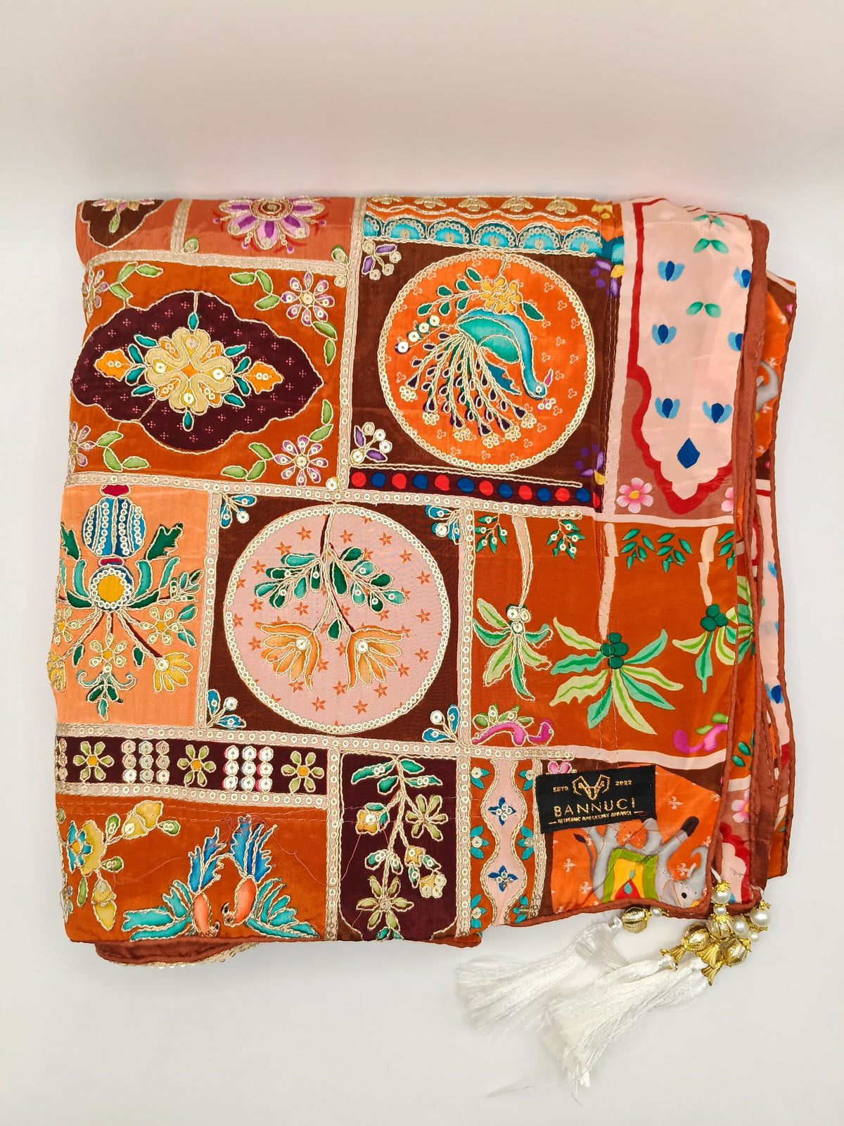Maheshwari Silk With Hand Embroidery Multi Color Shawl