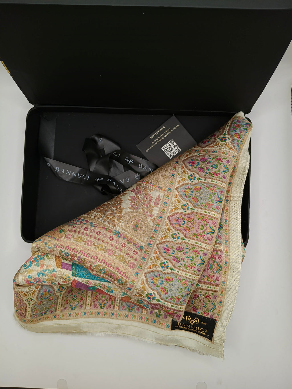 Premium Quality Off White Mix Multi Color kani Silk   Shawl