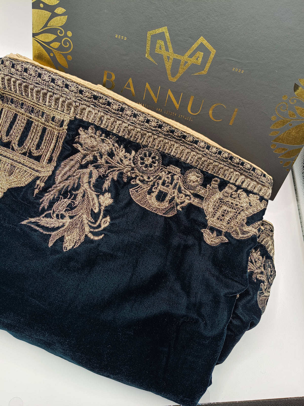 Premium Quality Teal Embroidered Velvet Shawl